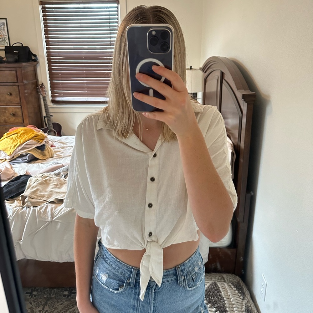 Wishlist White Crop Button Up Blouse/Top